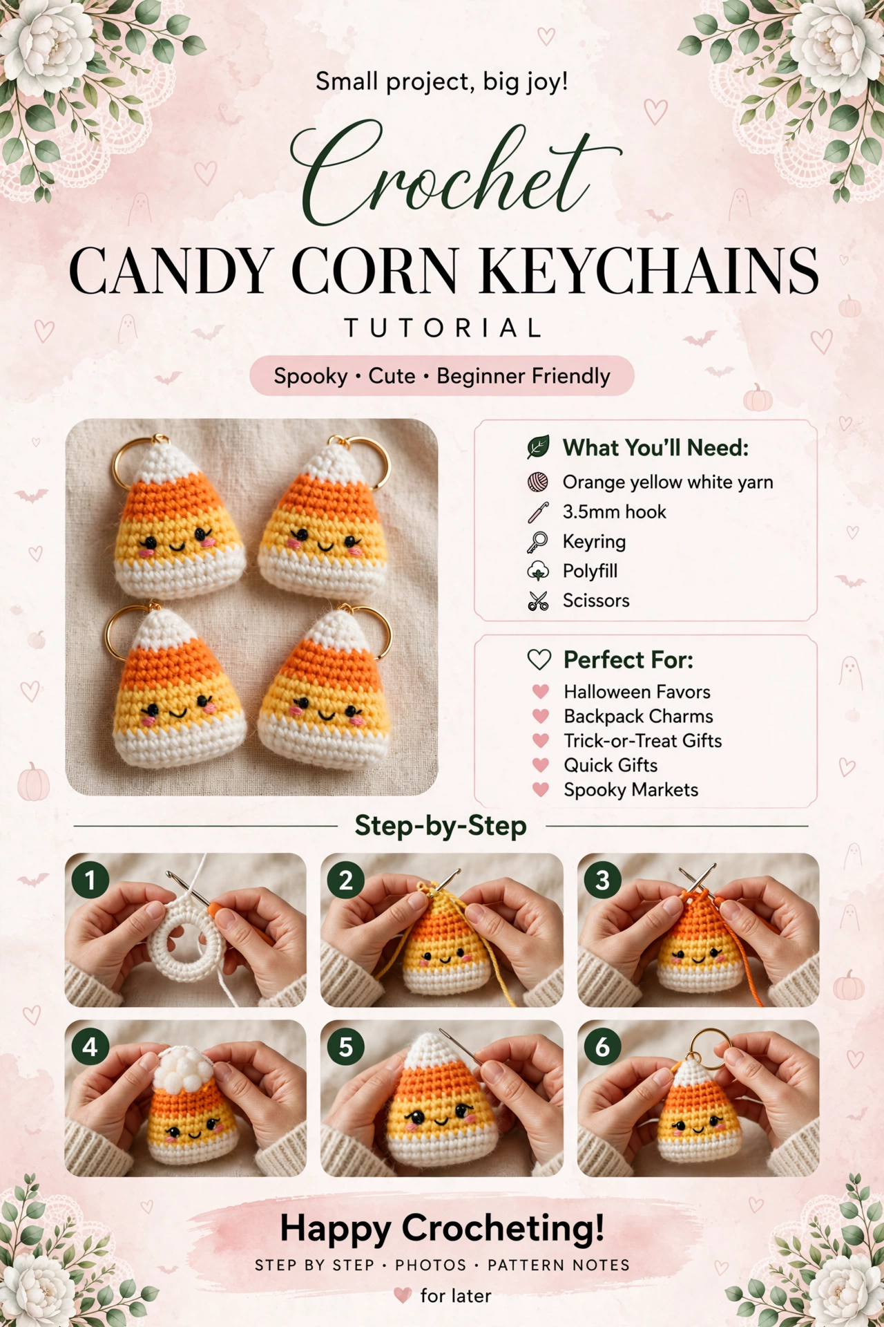 Crochet Candy Corn Keychains Tutorial crochet tutorial