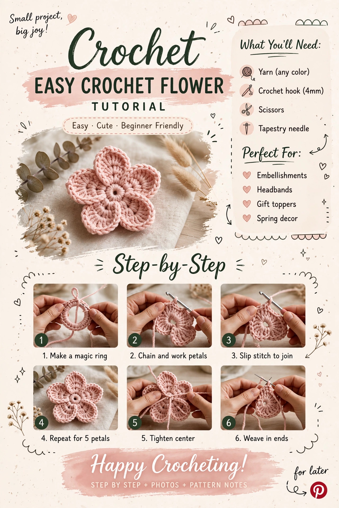 Easy Crochet Flower Tutorial
