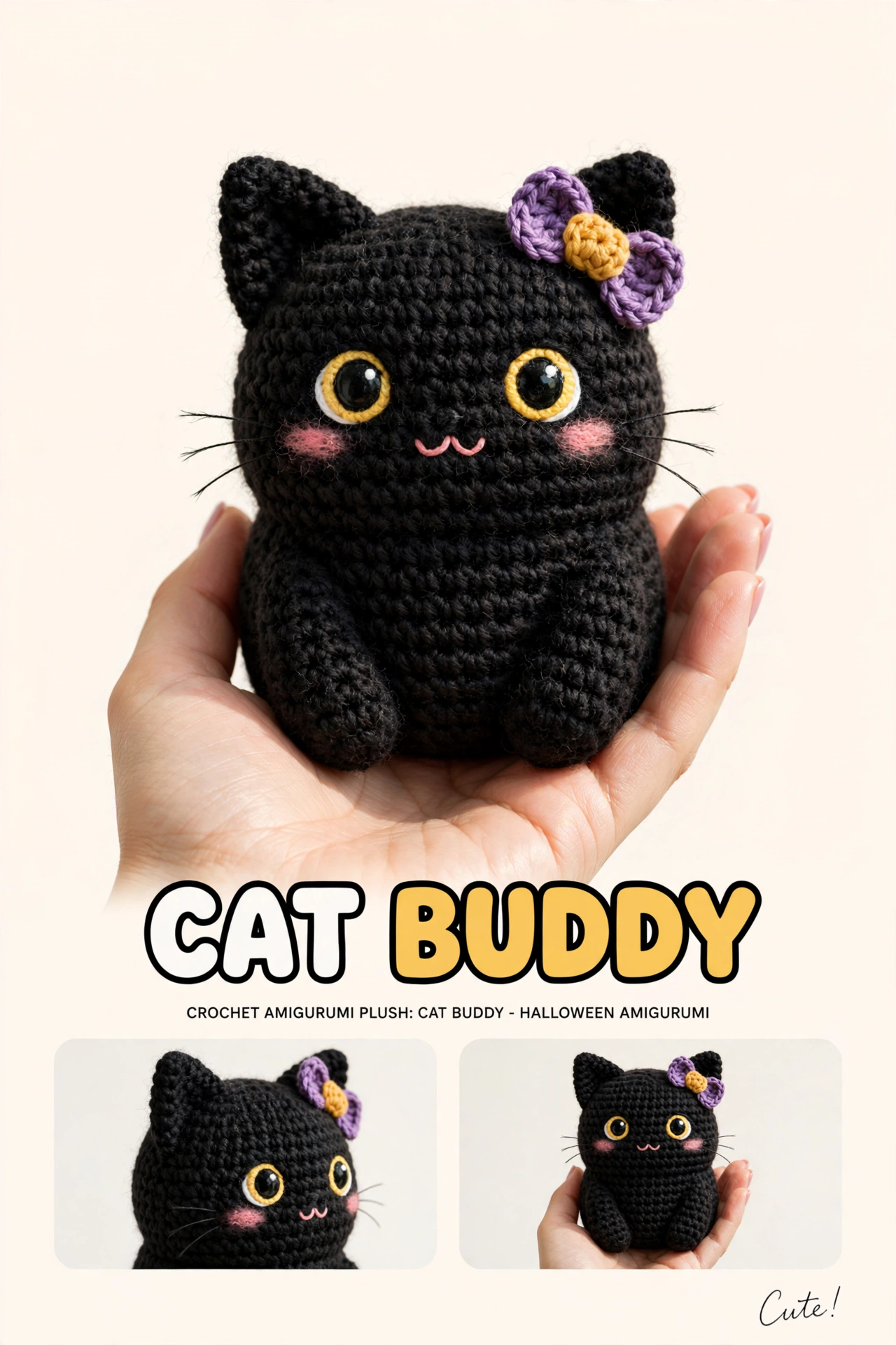 FREE Cat Buddy Halloween Amigurumi - Black Cat Plush - Easy crochet tutorial