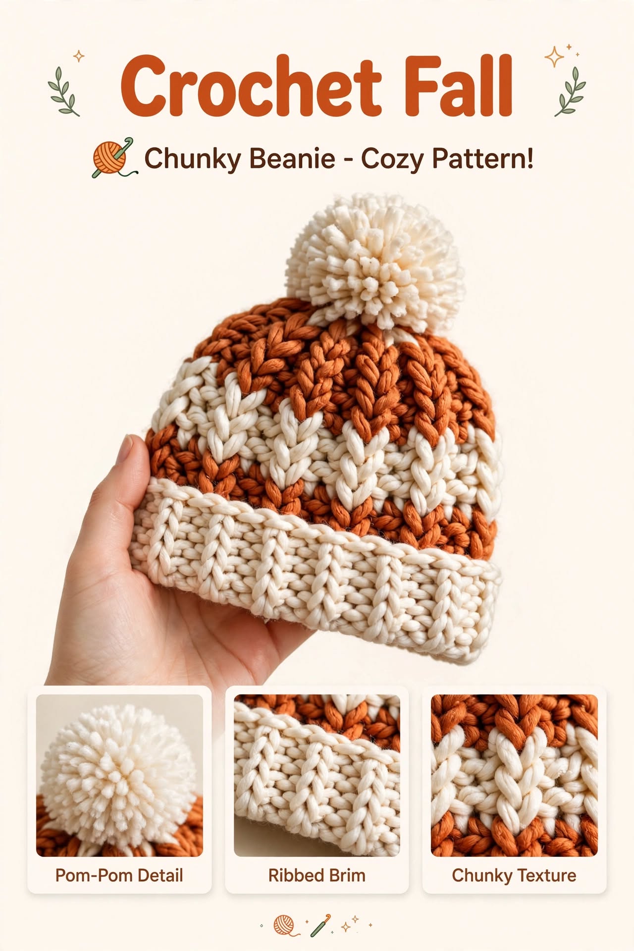 FREE Chunky Fall Beanie - Cozy Pattern crochet tutorial
