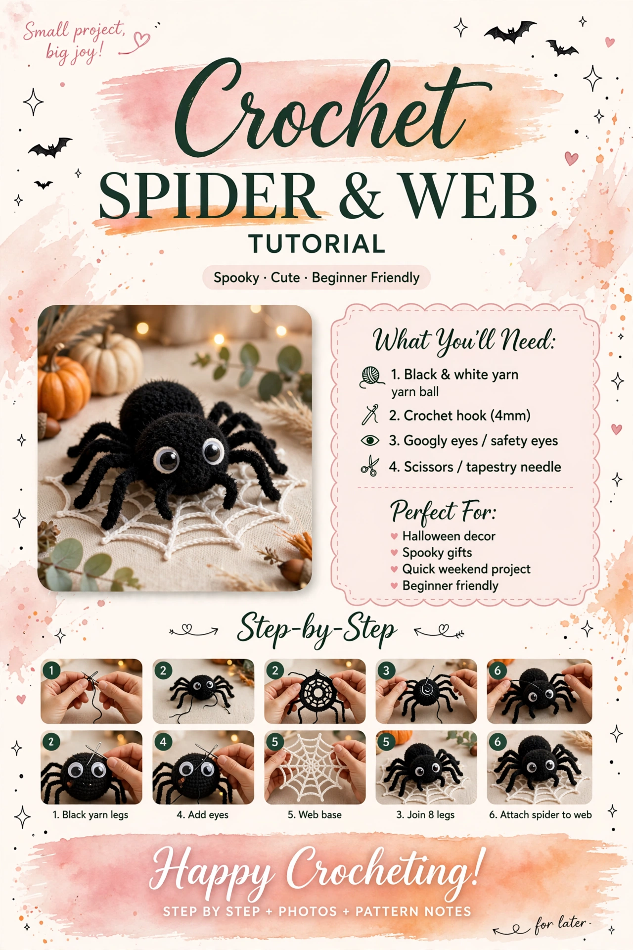 FREE Crochet Spider & Web Tutorial - Spooky Cute Halloween 2026 crochet tutorial