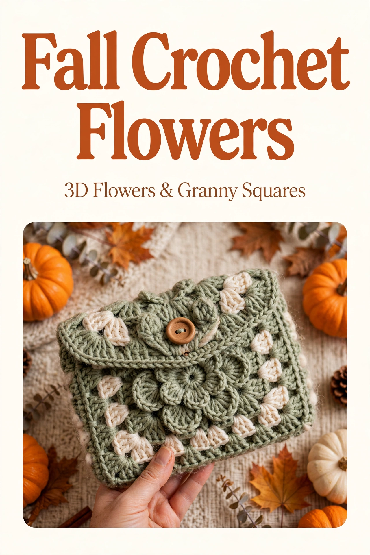 FREE Fall Crochet Flowers - 3D Flowers & Granny Squares Pouch - Beginner Tutorial crochet tutorial