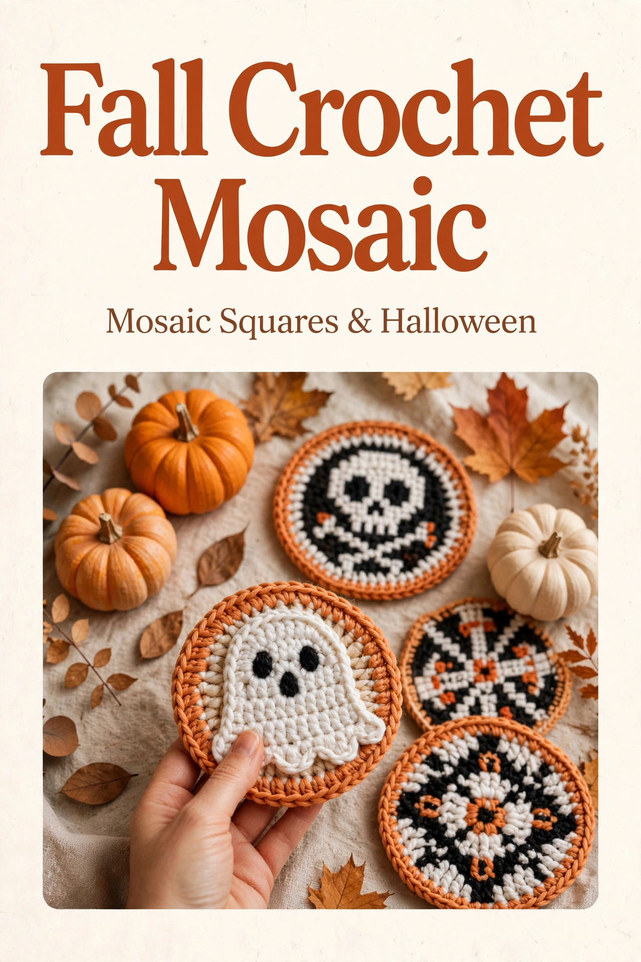 FREE Fall Crochet Mosaic - Mosaic Squares & Halloween Coasters - Beginner crochet tutorial