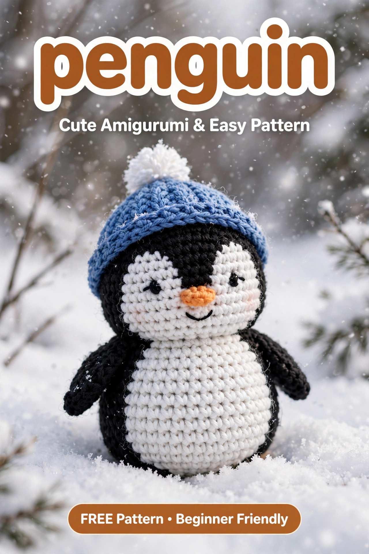 FREE Winter Crochet Penguin - Cute Amigurumi & Easy Pattern - Beginner Tutorial crochet tutorial