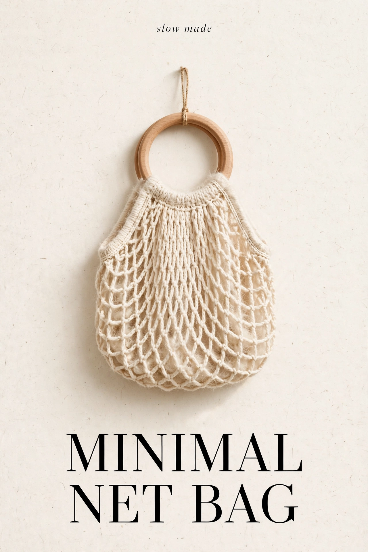 Minimal Net Bag - Crochet Mesh Bag with Wooden Rings crochet tutorial