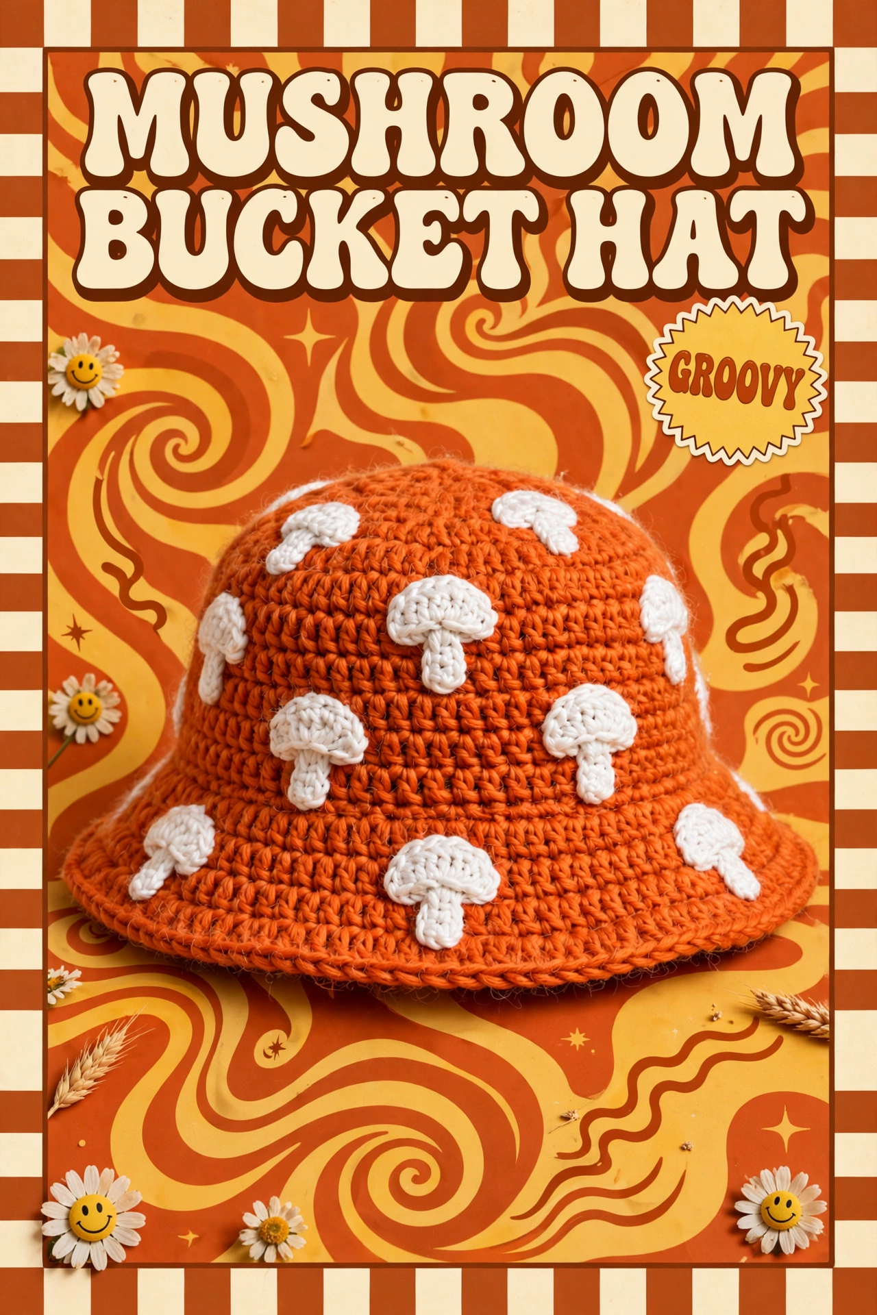Mushroom Bucket Hat - Groovy Crochet Bucket Hat crochet tutorial