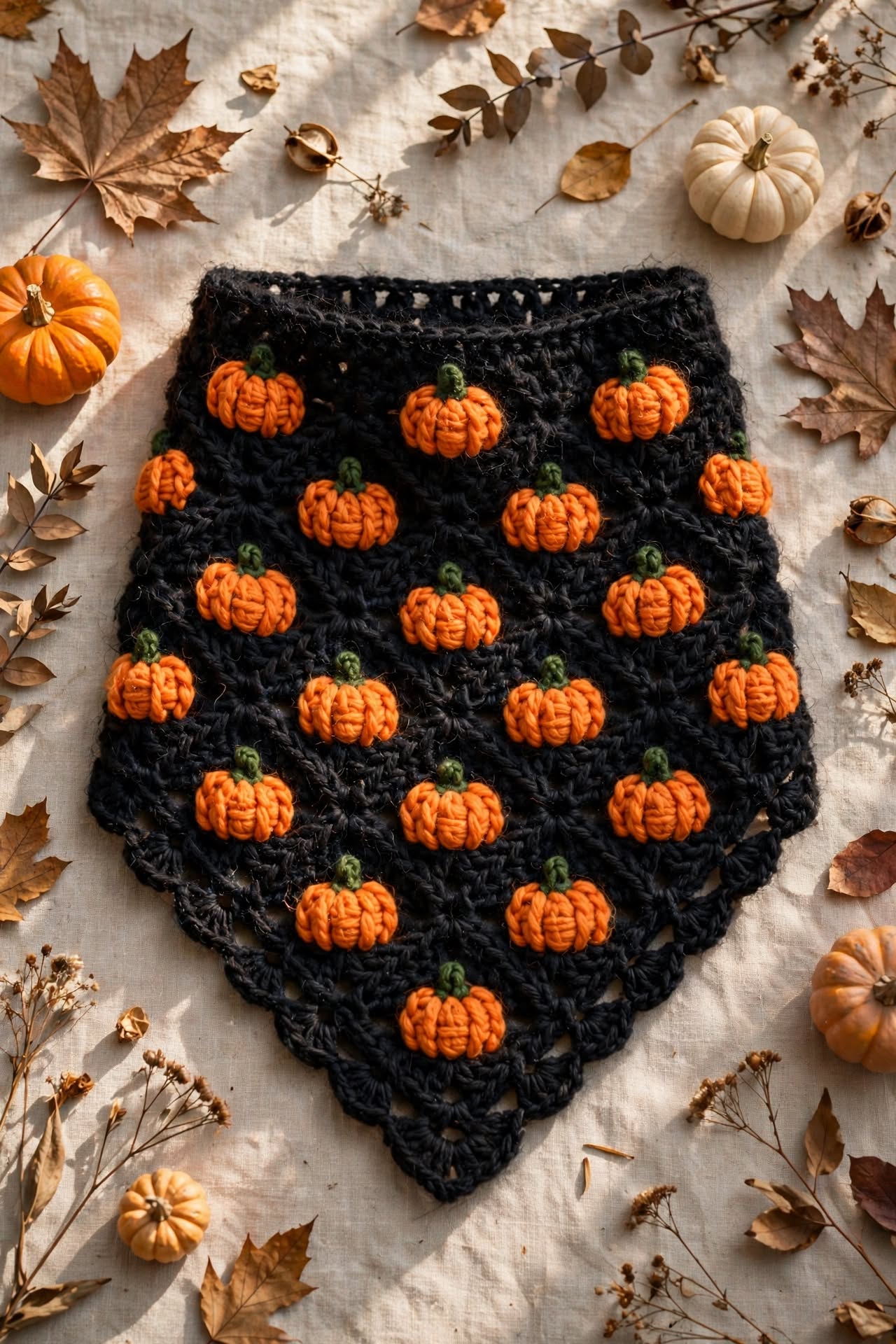 My Black Pumpkin Patch Bandana - Halloween crochet tutorial