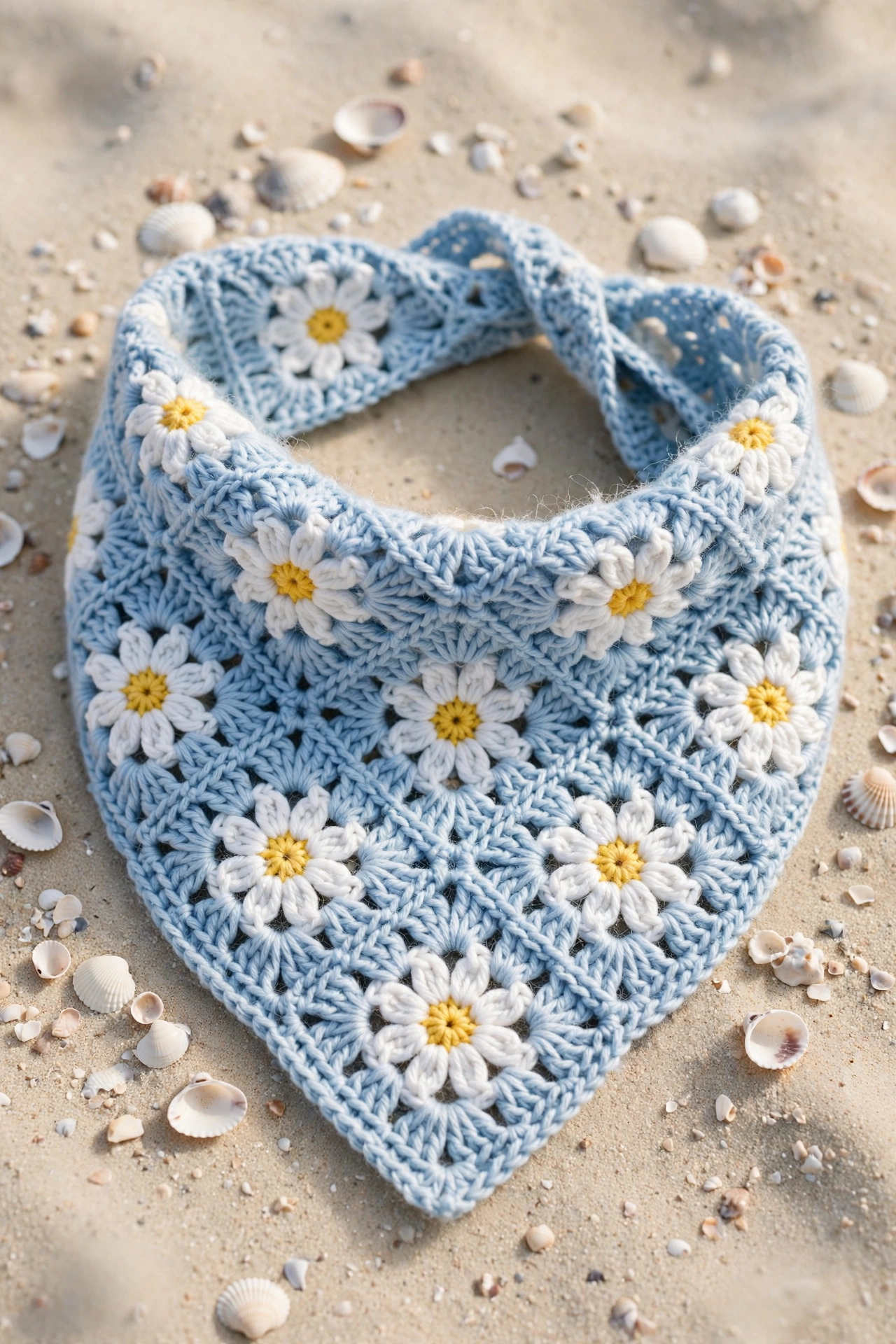 My Blue Daisy Bandana - Daisy Granny - Sara Rain Crochet crochet tutorial