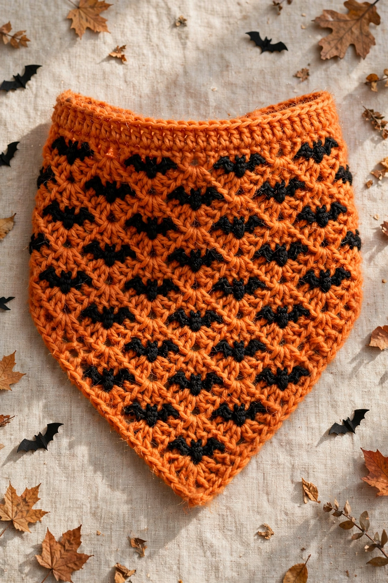 My Orange Bat Bandana - Halloween crochet tutorial