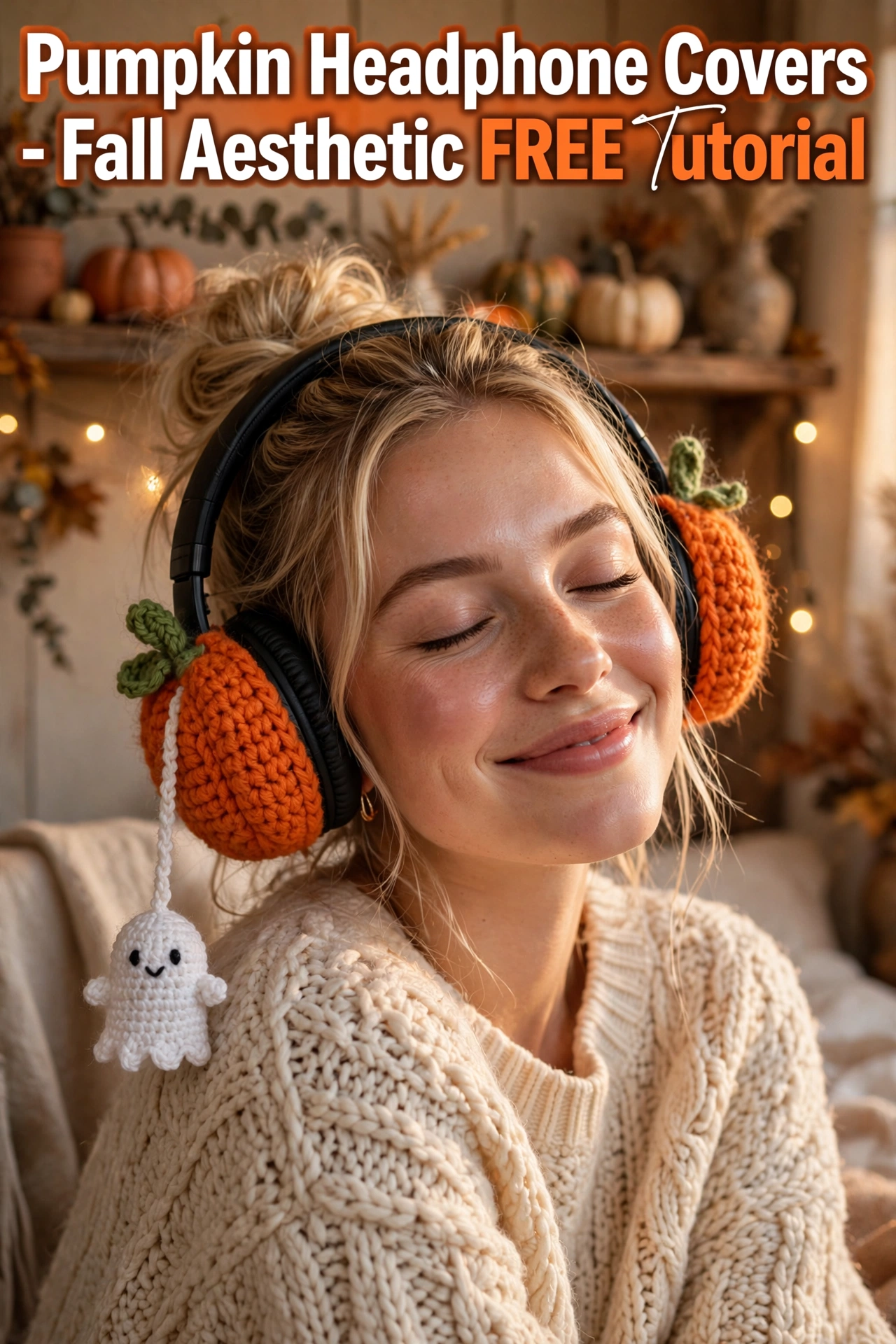 Pumpkin Headphone Covers - Fall Aesthetic FREE Tutorial - Beginner Friendly crochet tutorial