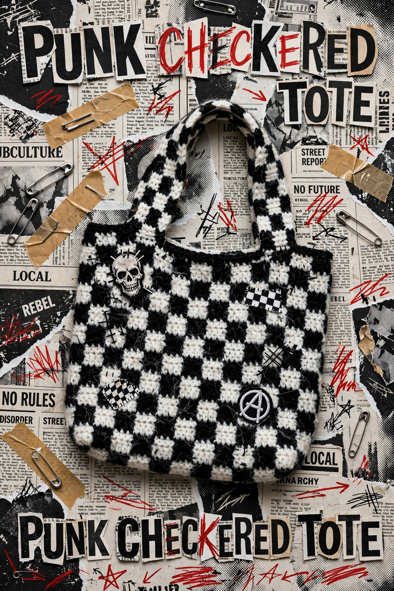Punk Checkered Tote – Beginner Crochet Tutorial | Sara Rain Crochet crochet tutorial