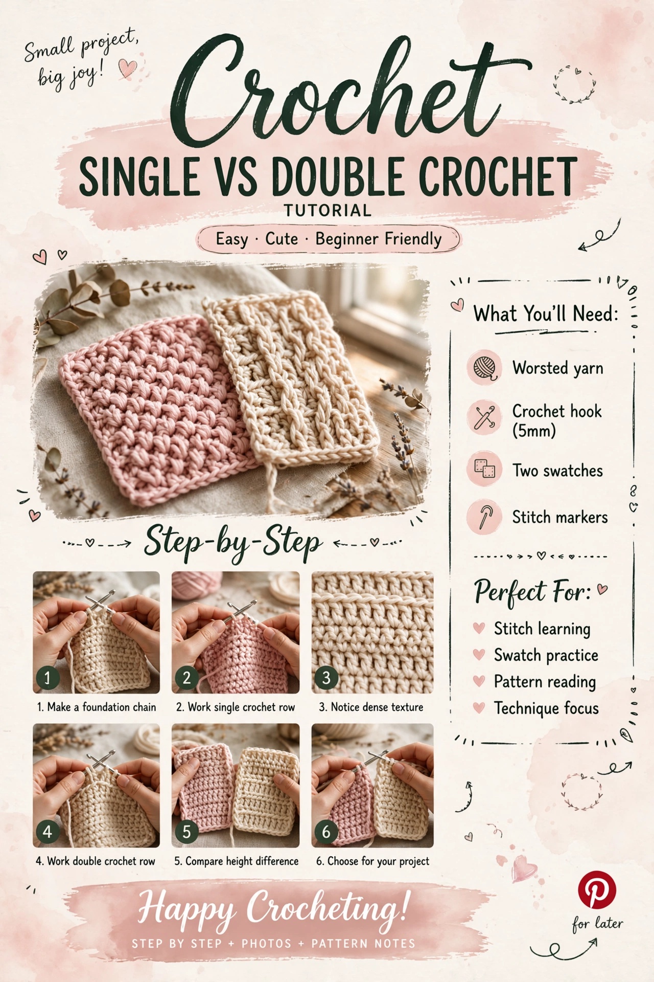Single vs Double Crochet