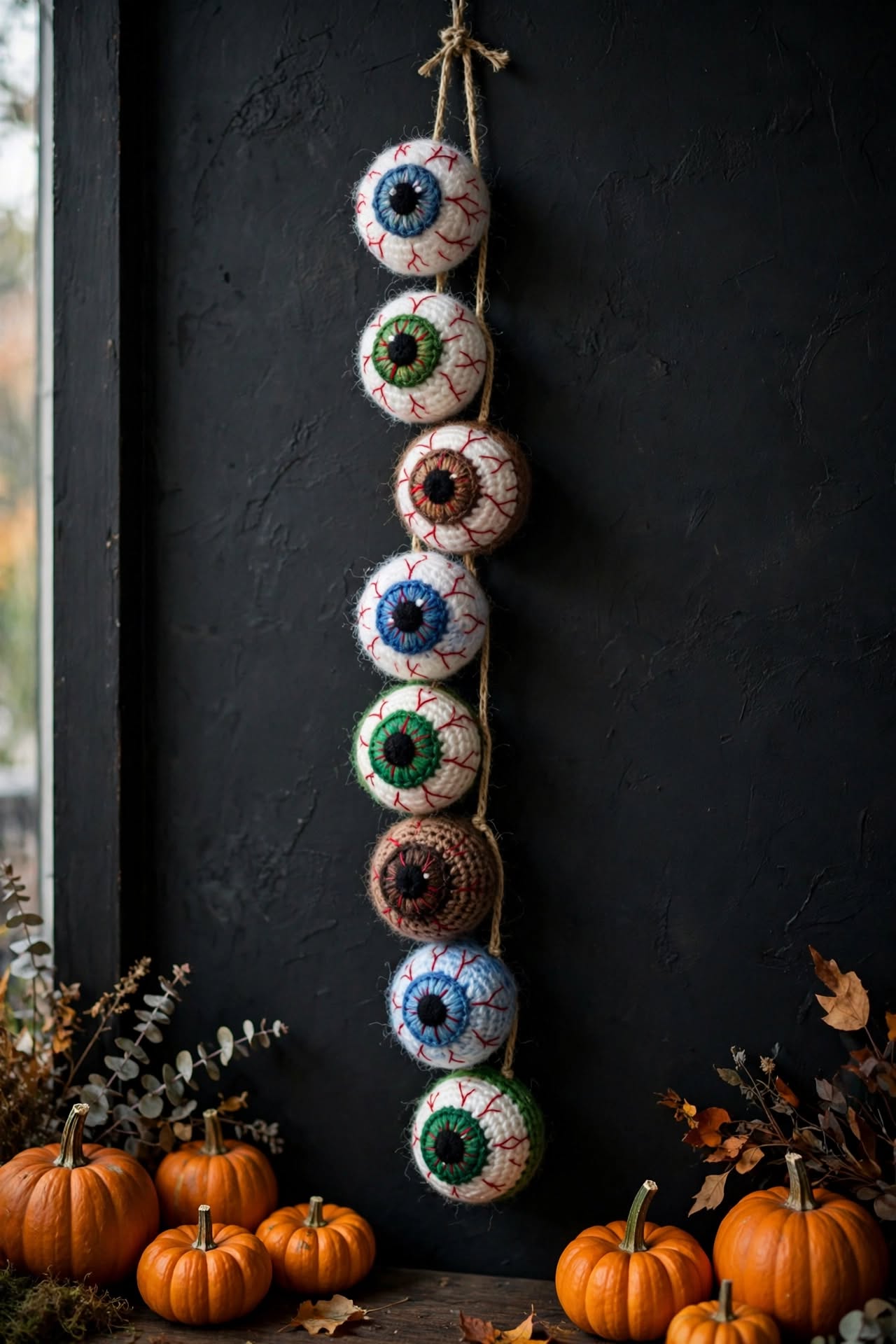 Spooky Eyeball Garland - Crochet Eyeball Halloween Garland crochet tutorial