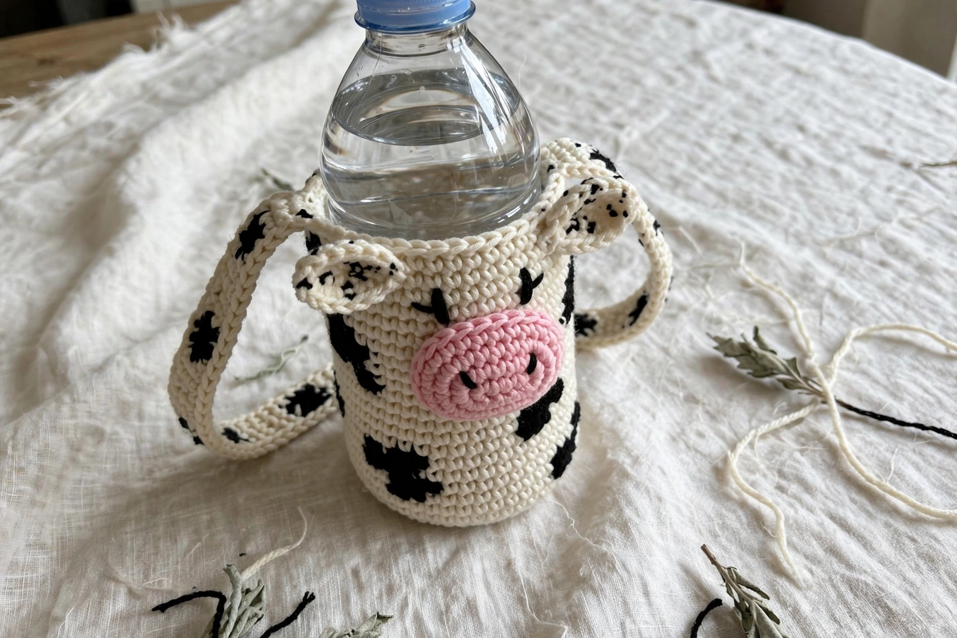 The Cutest Water Bottle Holder Ever - Cow Bottle Holder Crochet crochet tutorial
