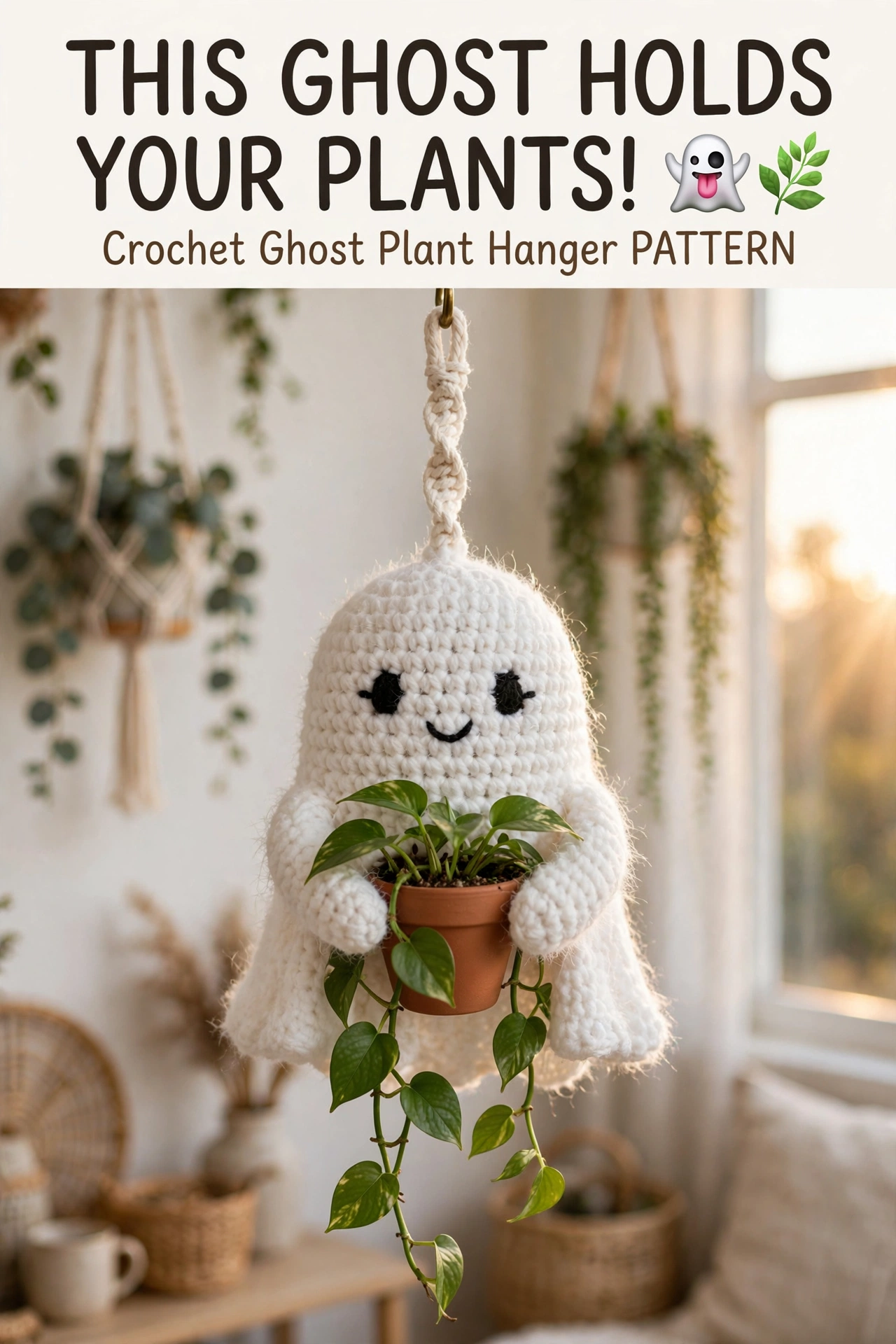 This Ghost Holds Your Plants! - Ghost Plant Hanger Crochet crochet tutorial