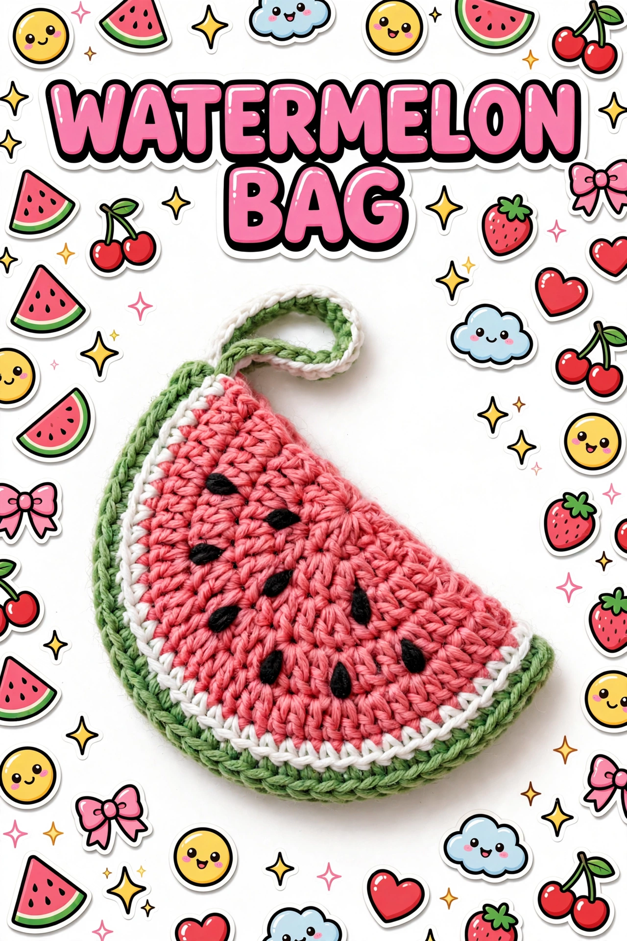 Watermelon Bag - Kawaii Watermelon Slice Bag crochet tutorial